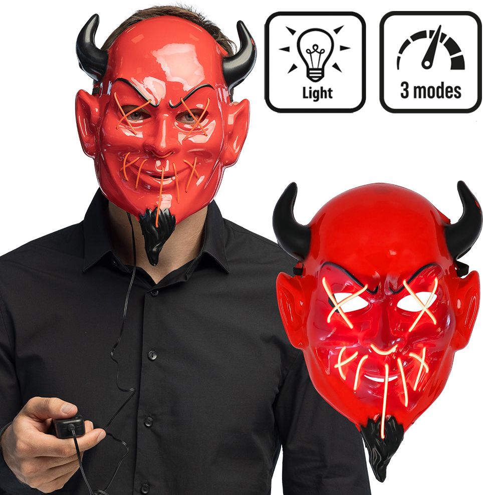Rood Duivelmasker met Led Verlichting
