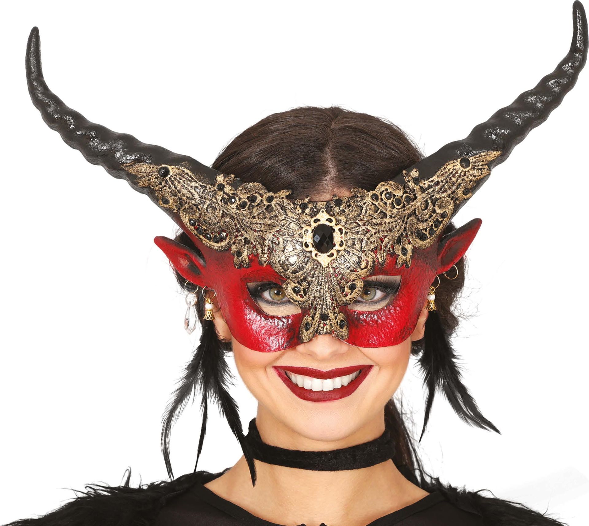 Rood Duivelsmasker met Horens