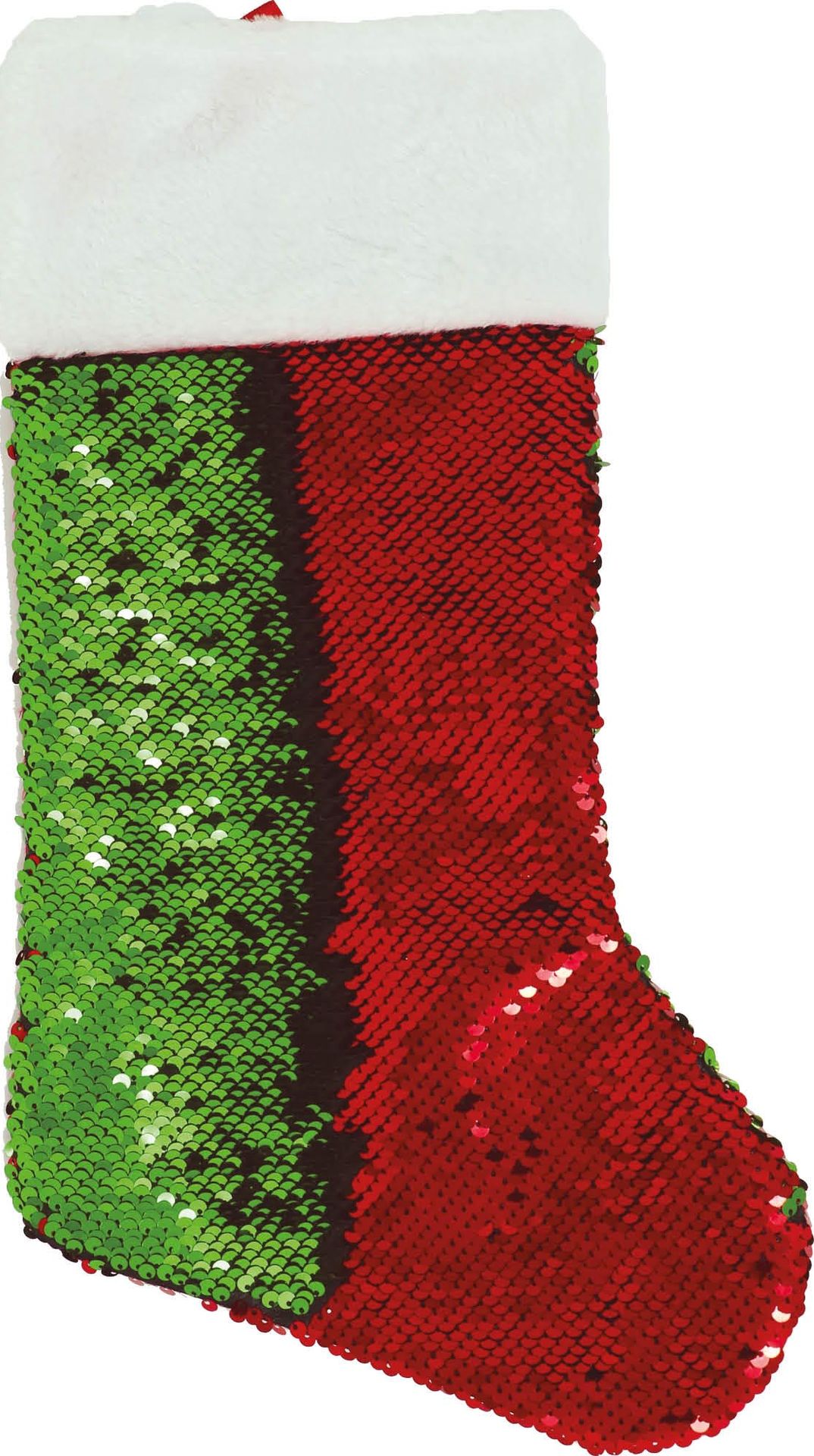 Rood en Groene Pailletten Kerstsok Omkeerbaar