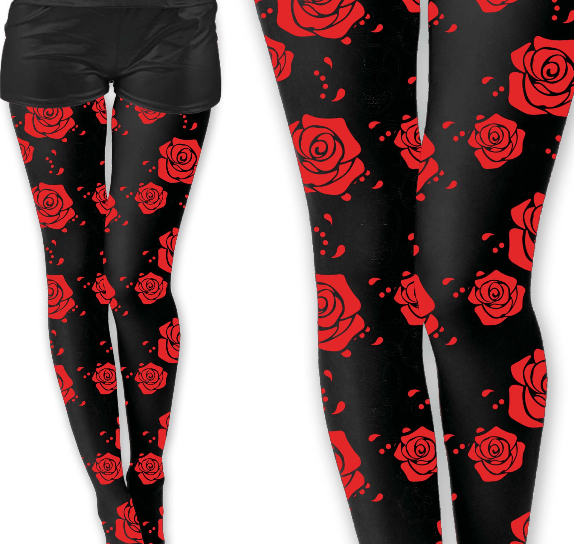 Rood en Zwarte Doodskop Panty Dames