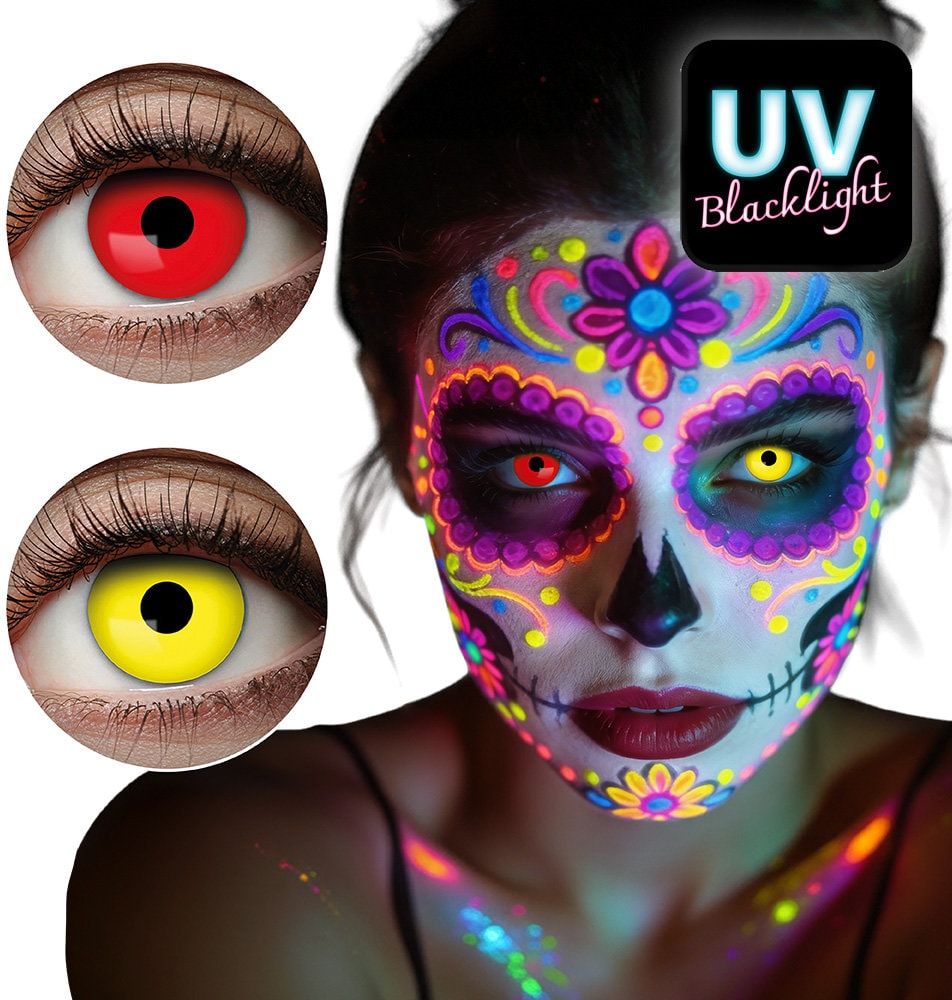 Rood Gele Halloween 1-maands duo UV lenzen