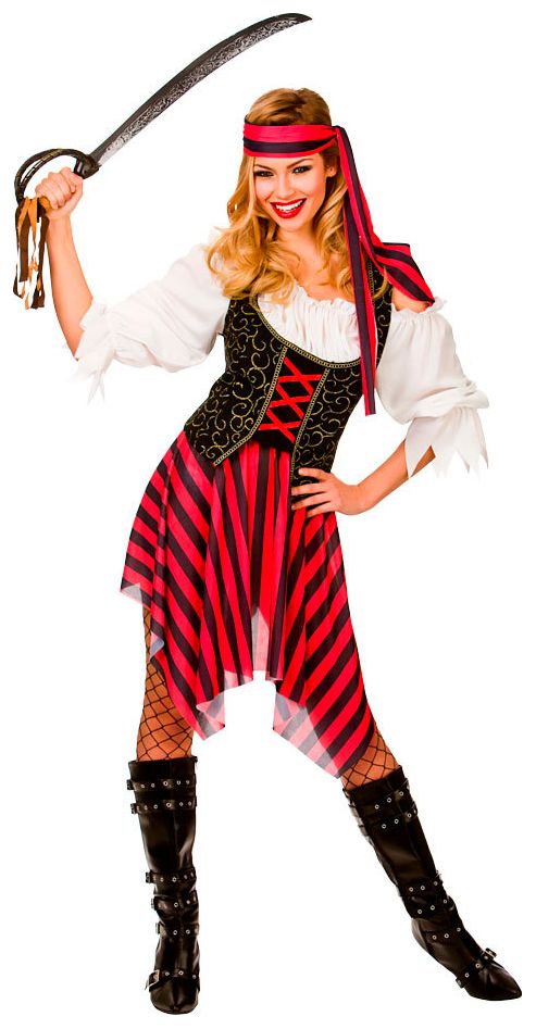 Rood gestreepte piraten jurk