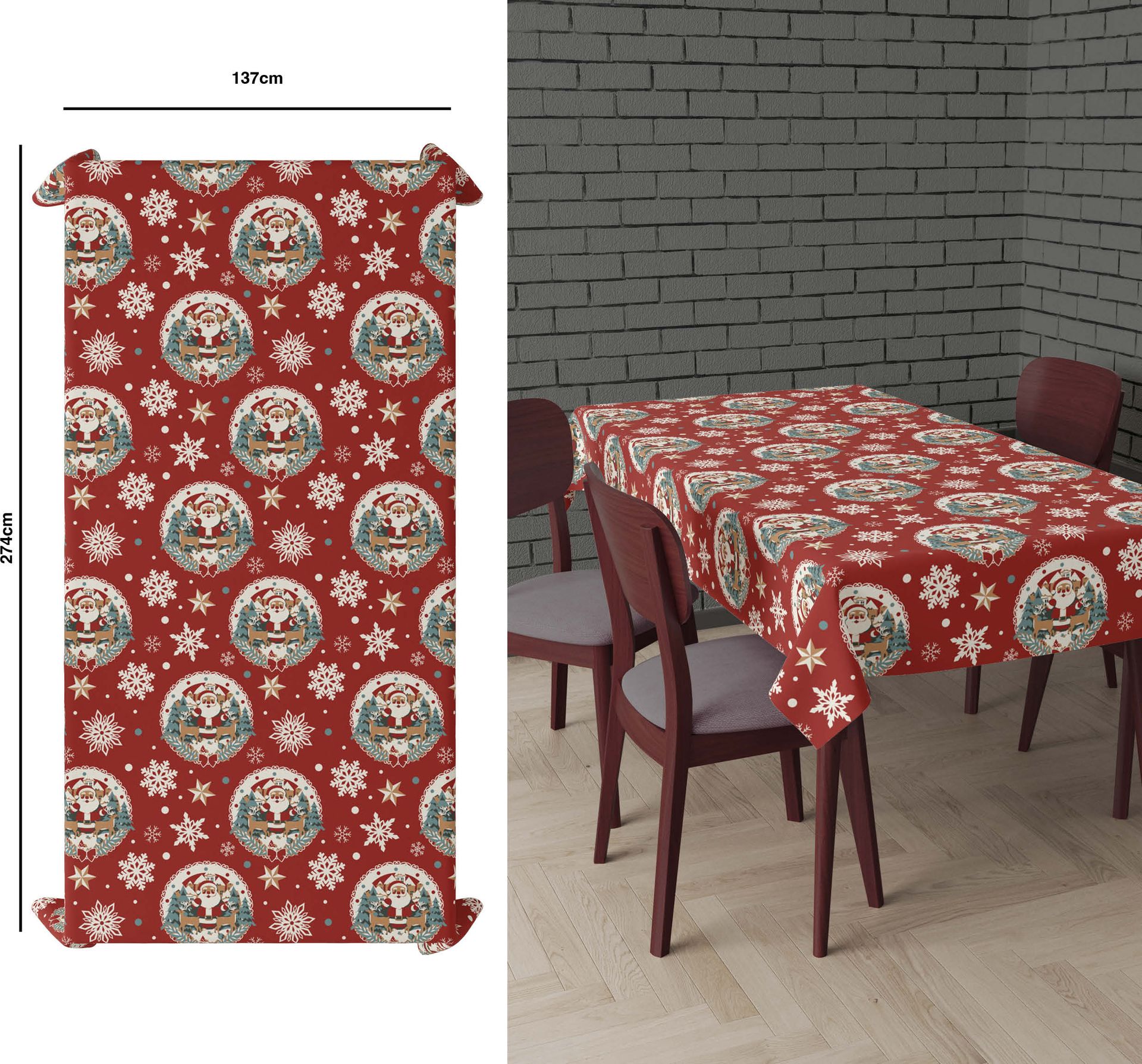 Rood Kerst Tafelkleed Klassiek Kerstman