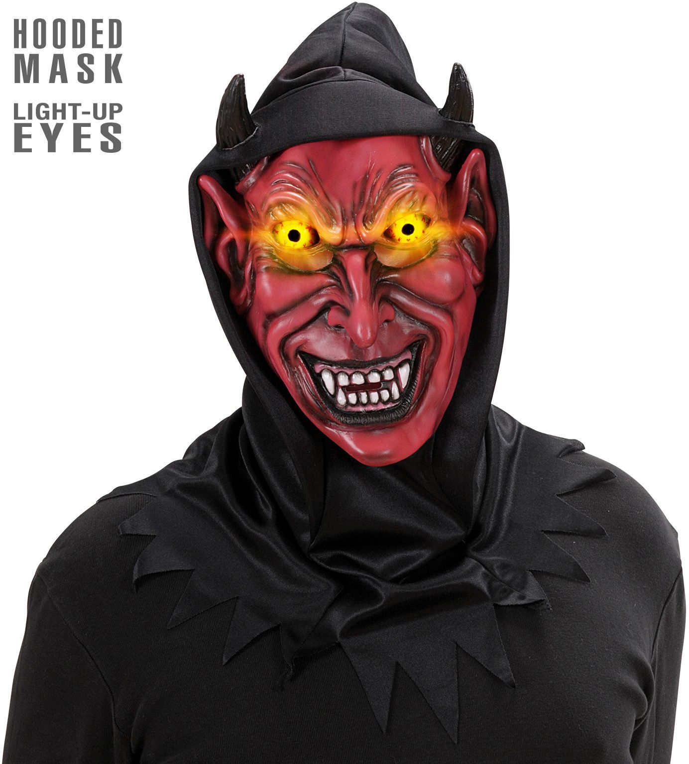 Rood lichtgevend duivel masker met kap