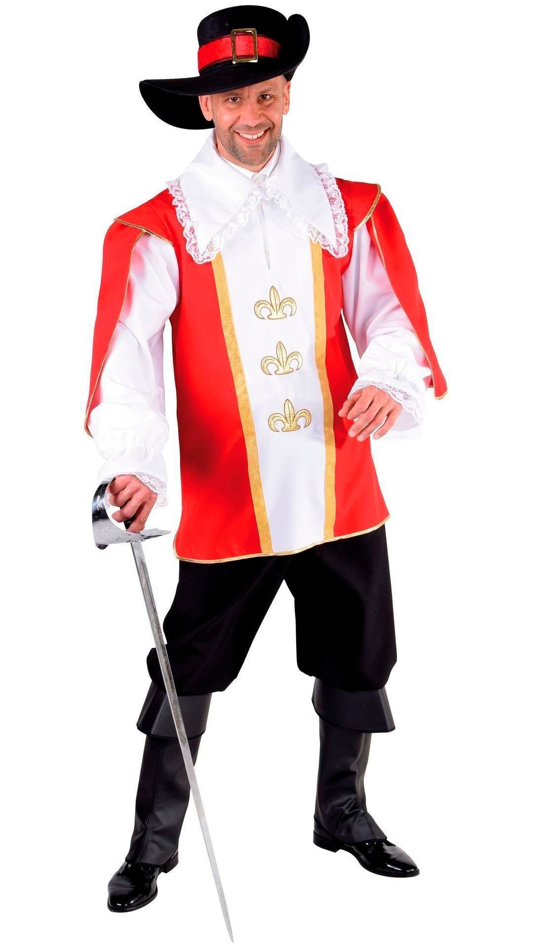 Rood Musketiers Kostuum Heren