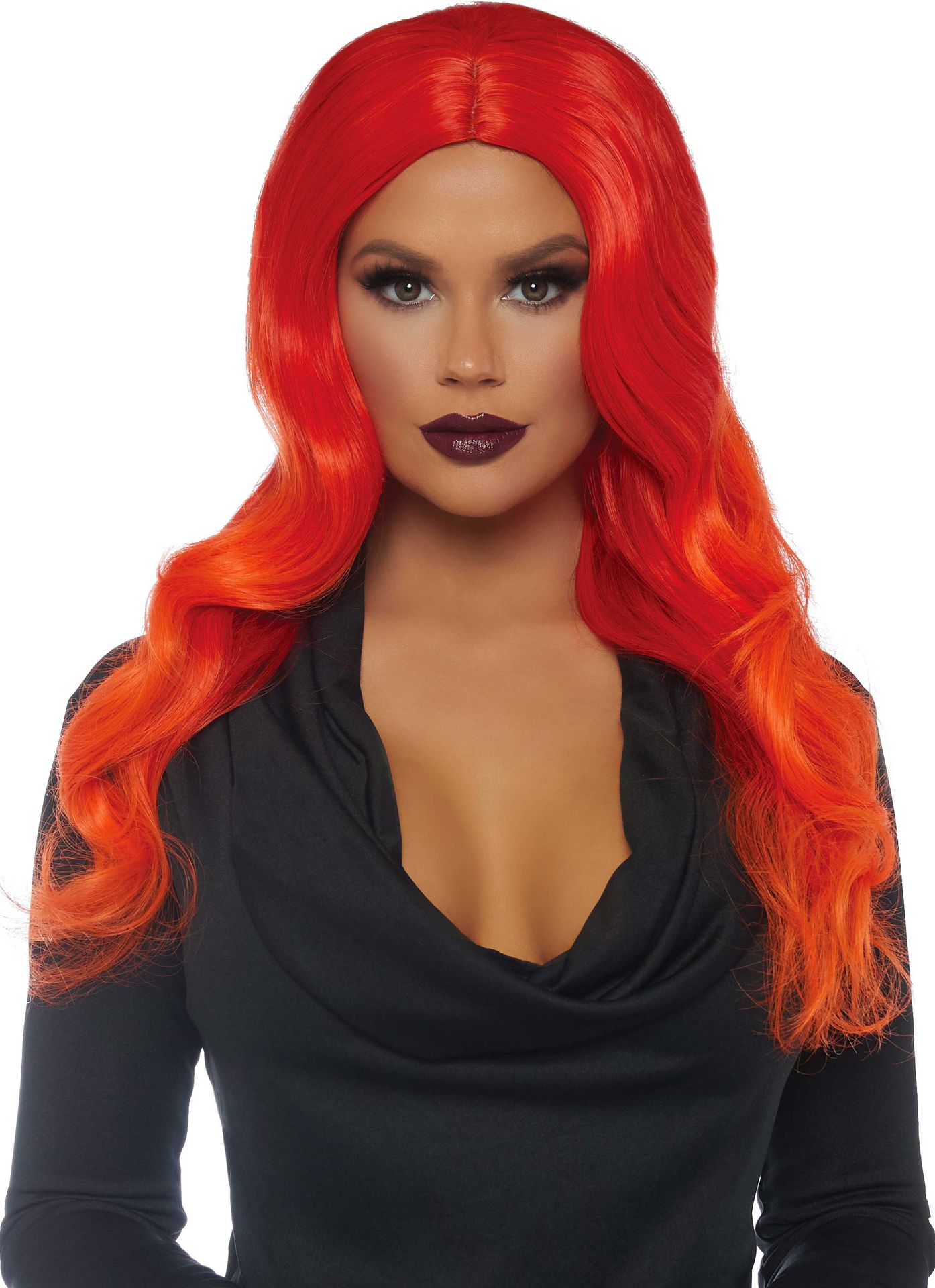 Rood Oranje Ombre Pruik