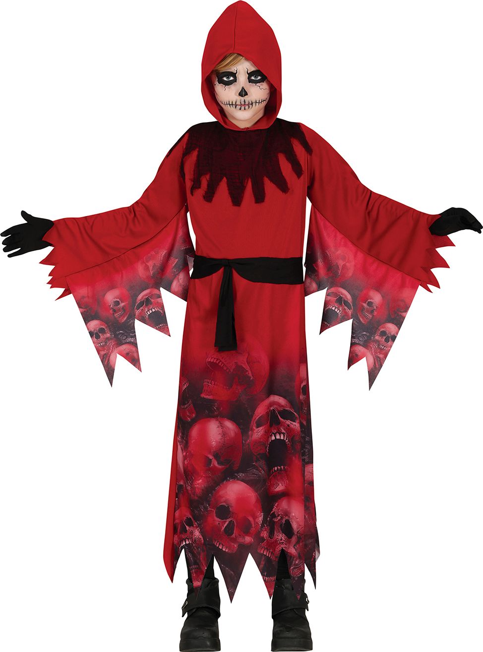 Rood Schedel Halloween Kostuum Kinderen