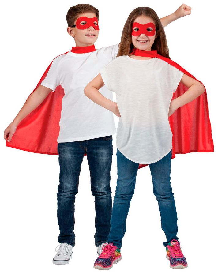 Rood superhelden masker met cape kind