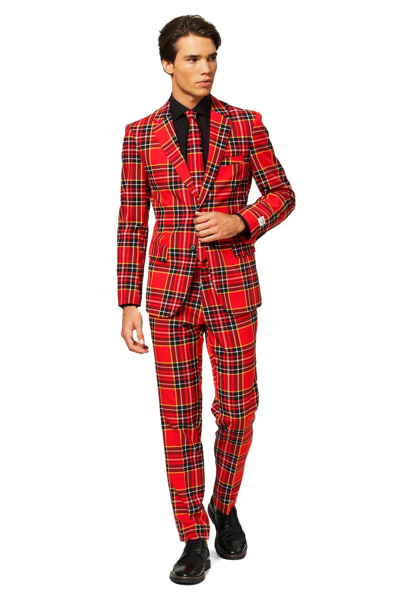 Rood Tartan Opposuits Kostuum