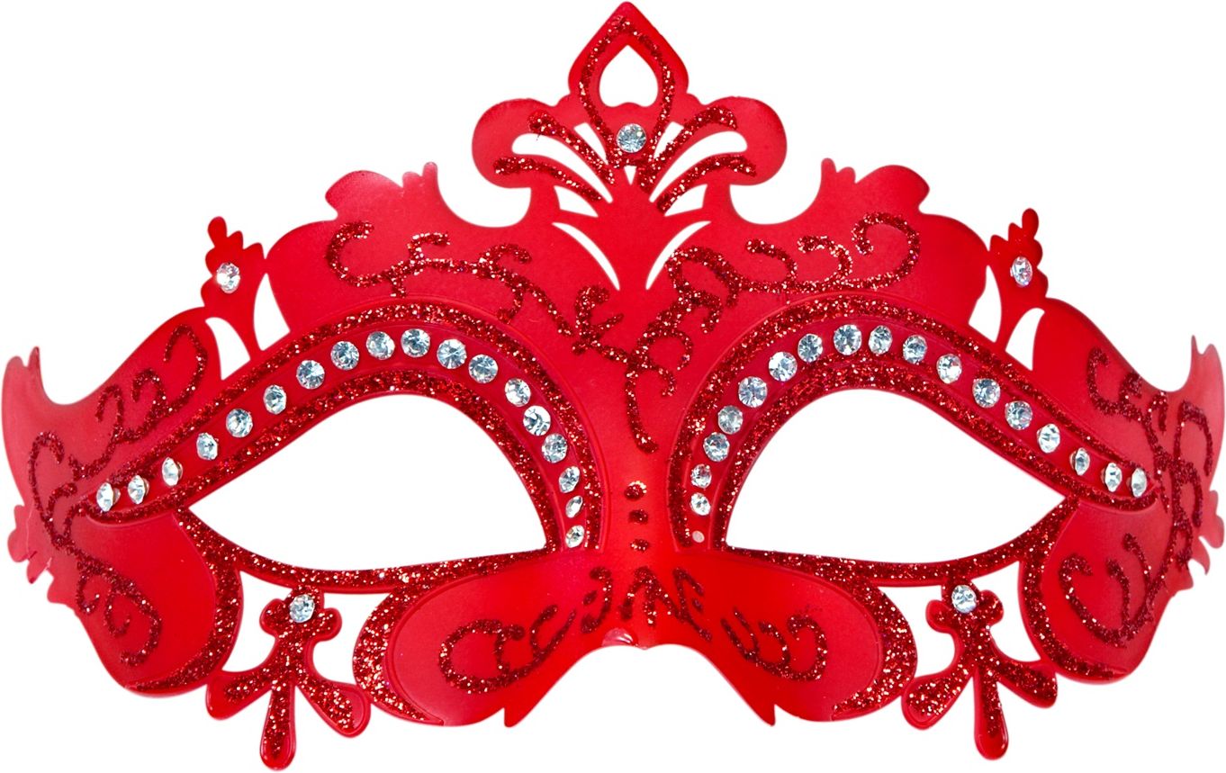 Rood venetiaans glitter oogmasker