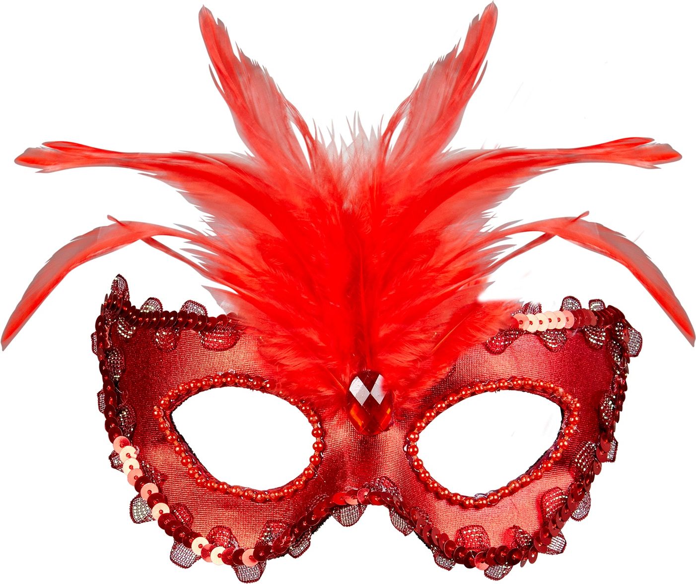 Rood Venetiaans Oogmasker met Veren