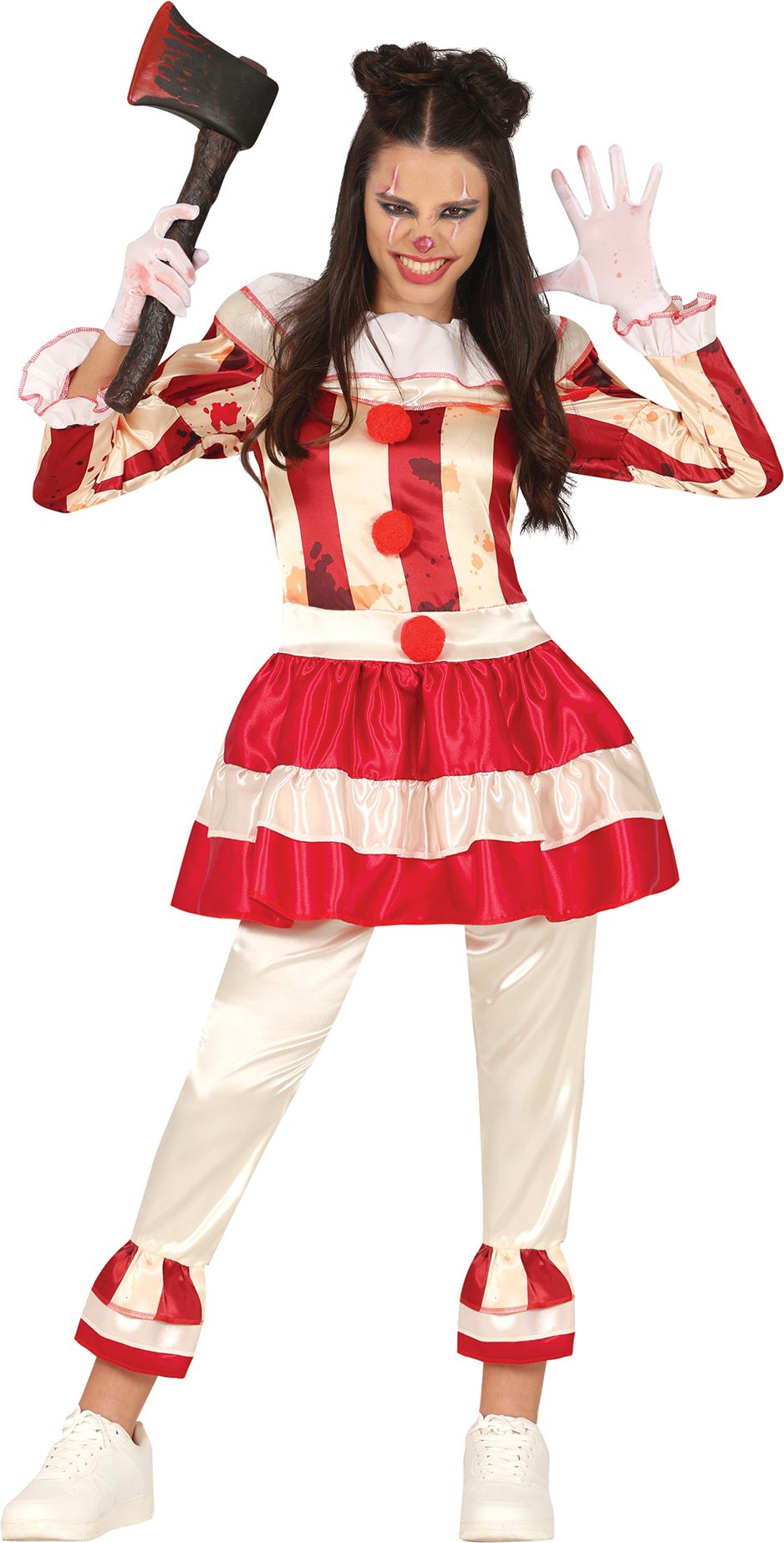 Rood Wit Horror Clown Kostuum Meisjes 14-16 Jaar