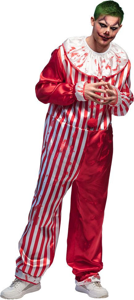 Rood wit killer clown kostuum heren