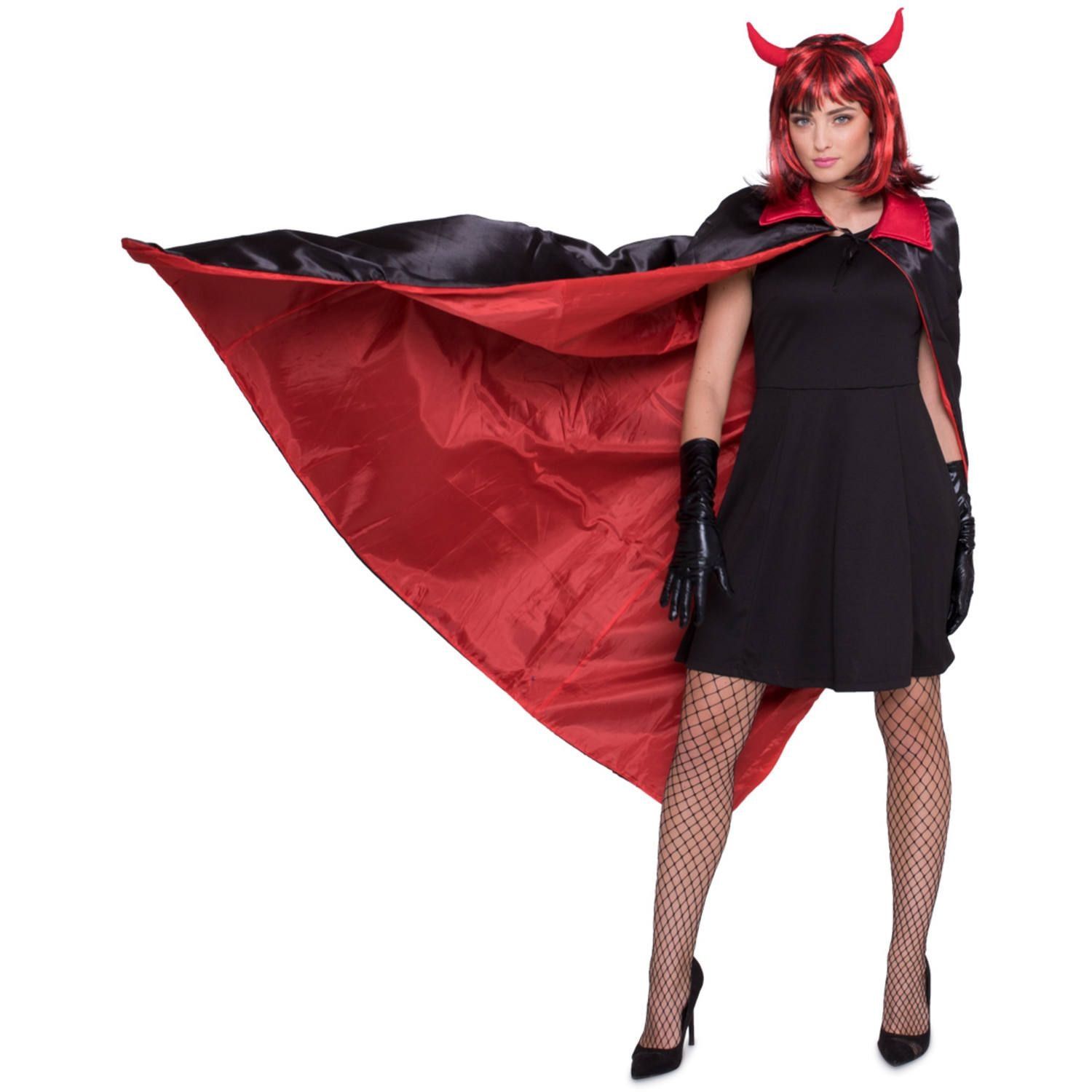 Rood zwart omkeerbare vampier cape