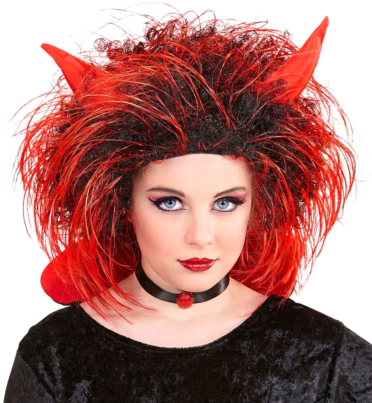 Rood Zwarte Duivel Pruik