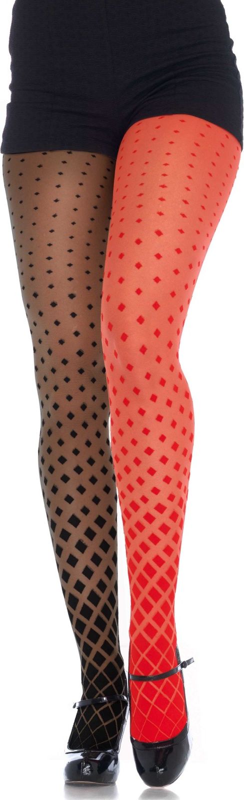 Rood Zwarte Harlekijn Panty