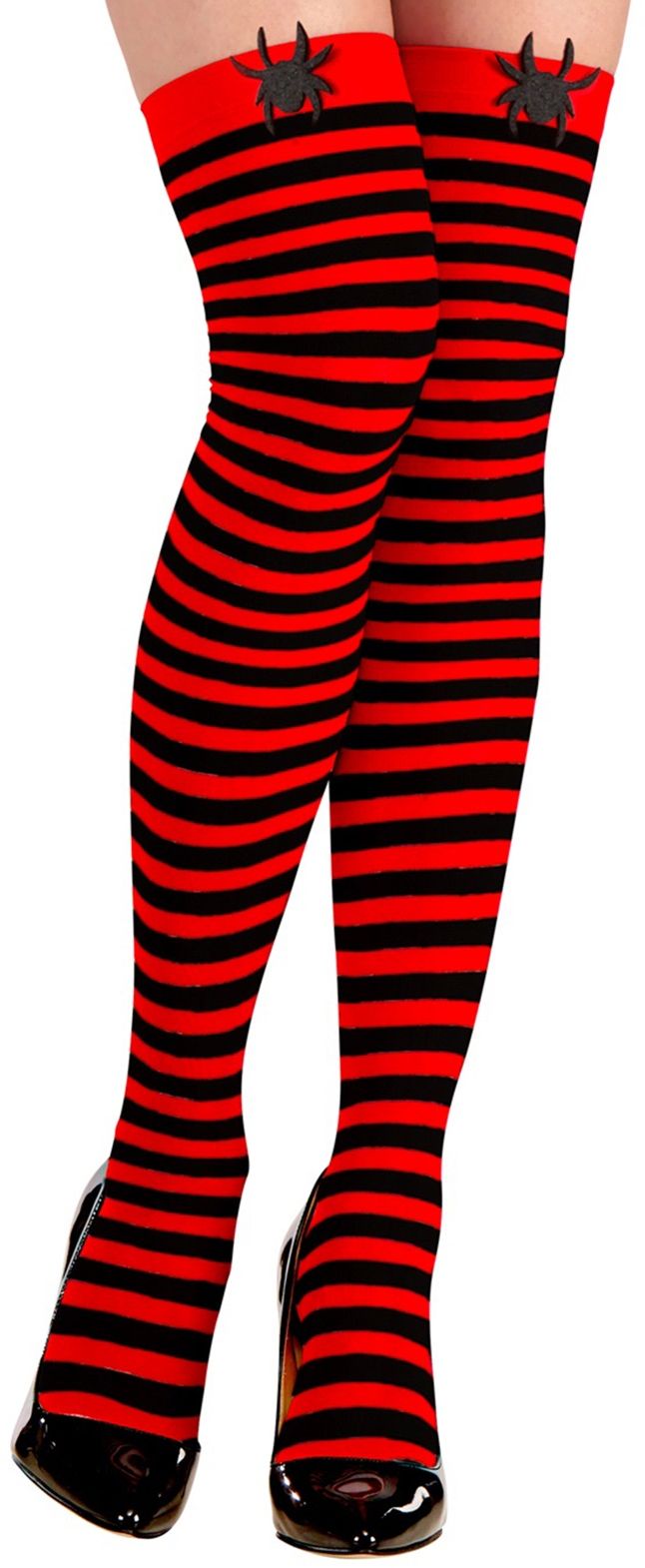 Rood Zwarte Kniekousen met Spinnen