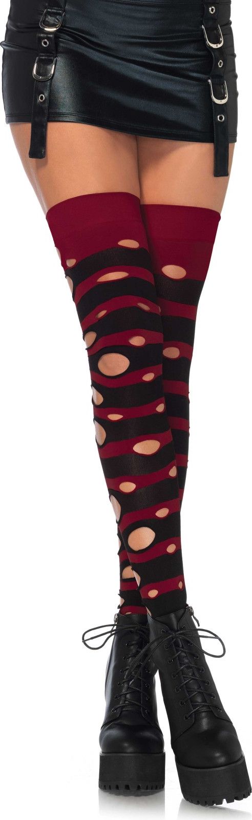 Rood Zwarte Kousen met Gaten