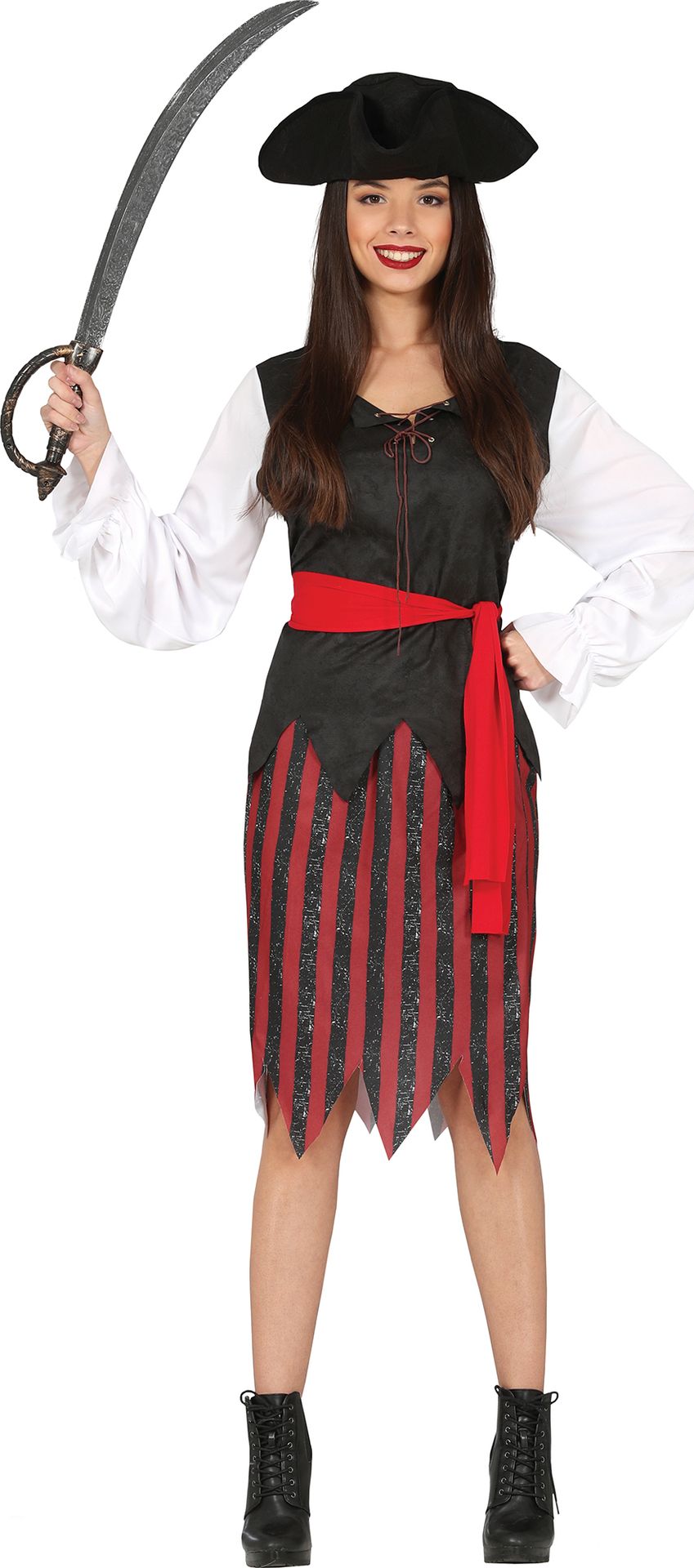 Rood Zwarte Piraten Outfit Dames