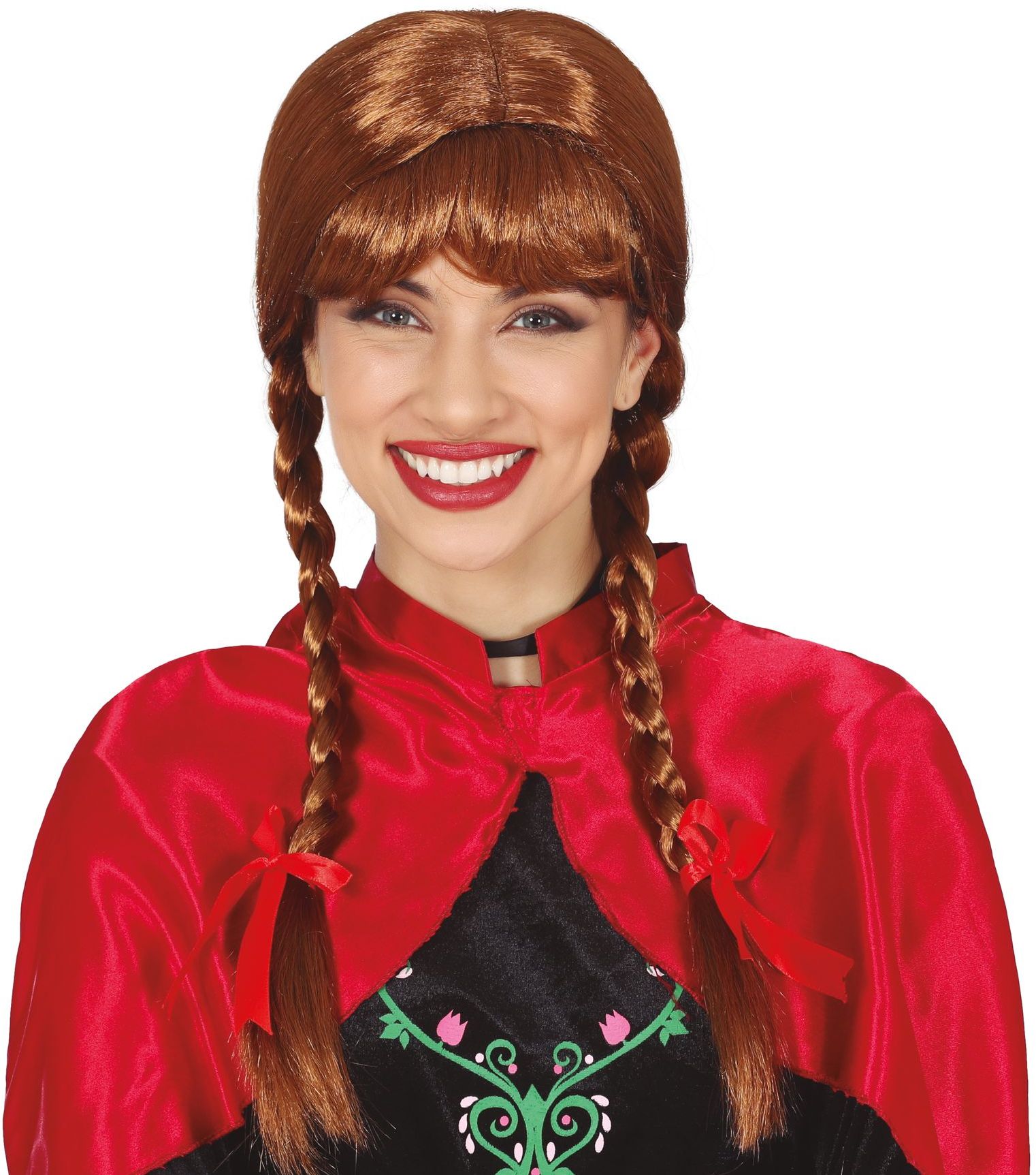 Roodkapje Pruik met Vlechten