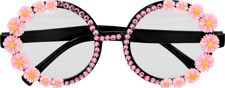 Rosa Hippie Partybril Bloemetjes Roze