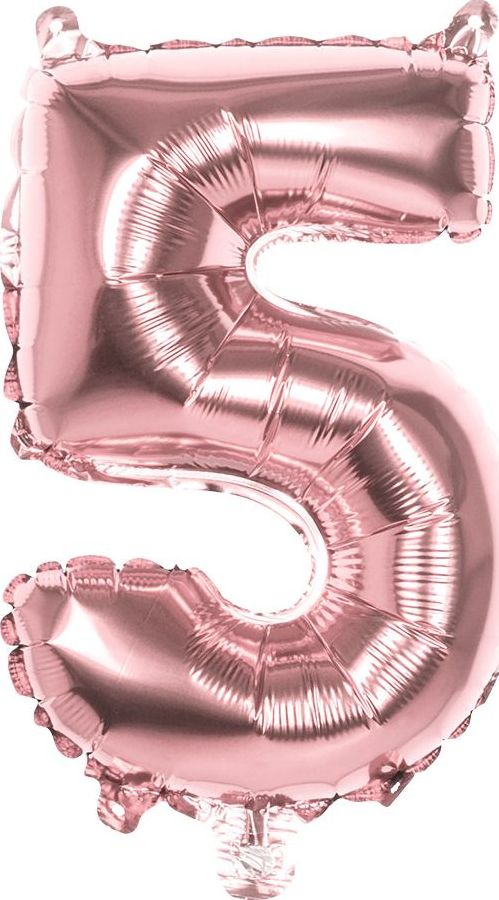 Rosegoud Folieballon Cijfer 5