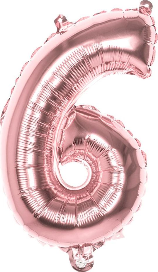 Rosegoud Folieballon Cijfer 6