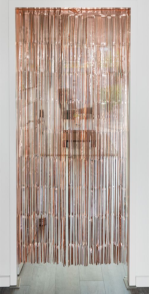 Roségouden Franjegordijn Metallic 200cm