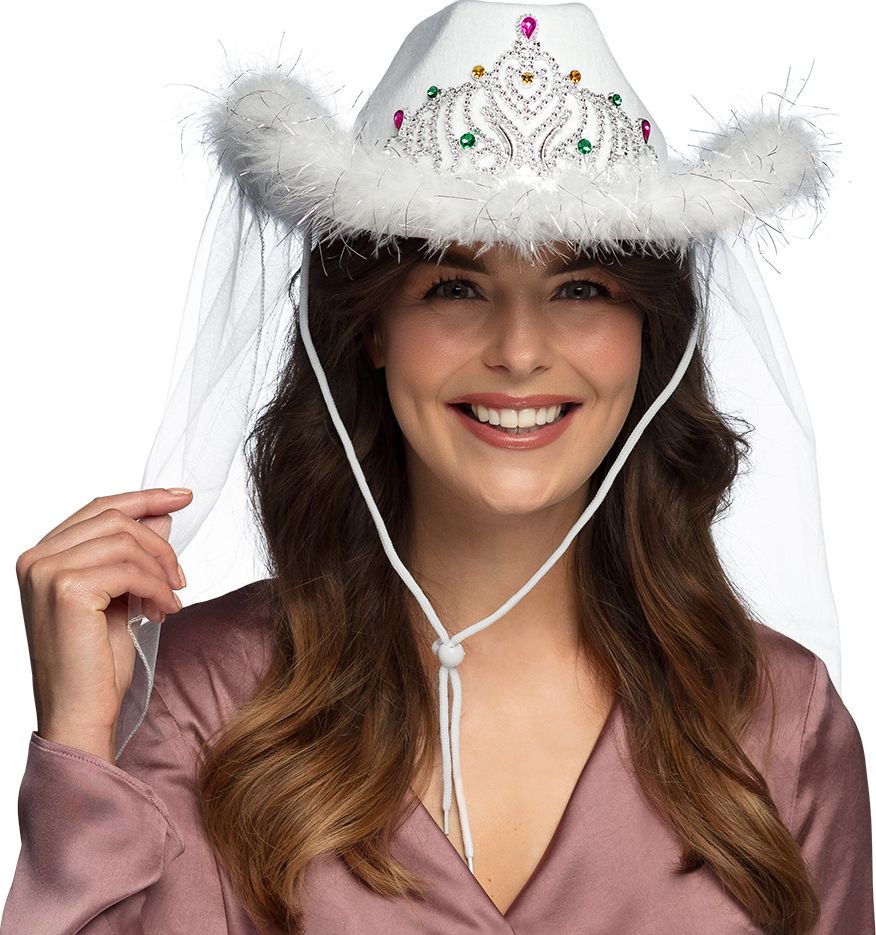 Royal Bruid Cowboyhoed met Sluier Wit