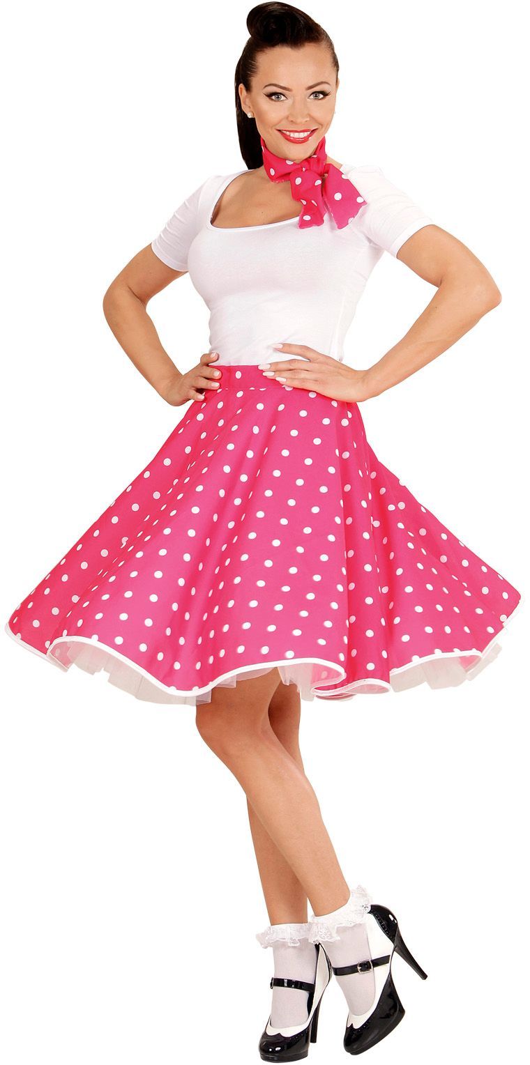Roze 50's Rok met Nekband