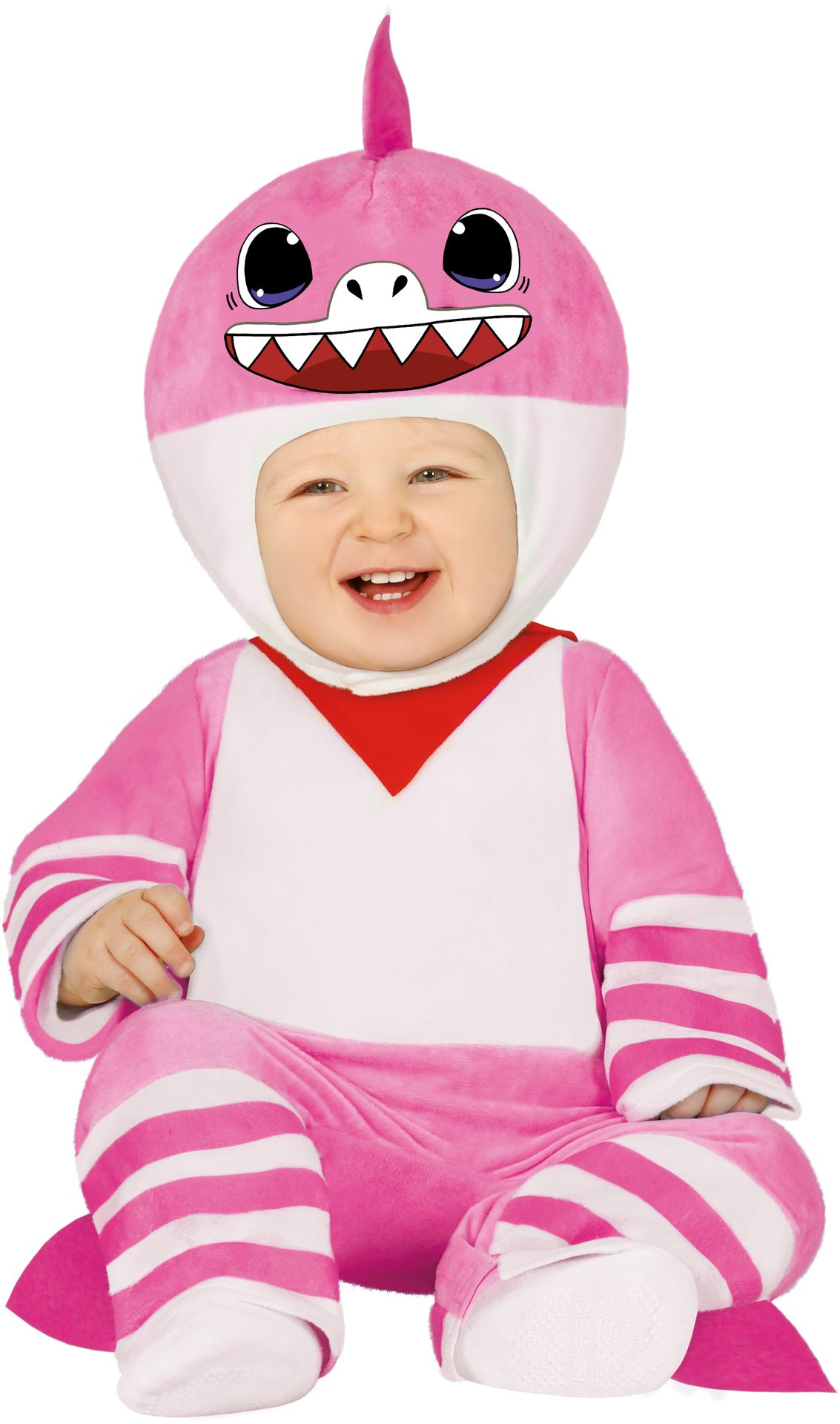 Roze baby shark kostuum baby