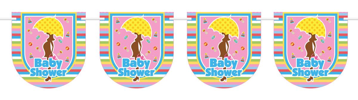 Roze Babyshower Vlaggenlijn 6 Meter