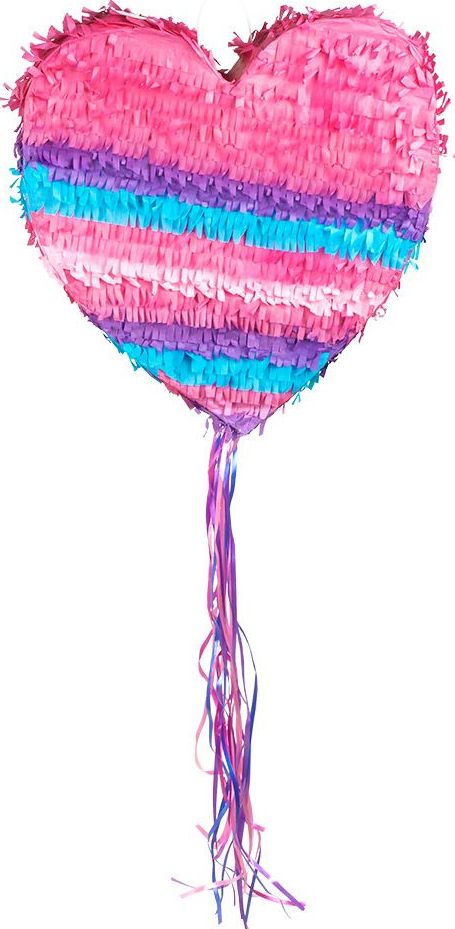 Roze Blauwe Hartvormige Trekpiñata