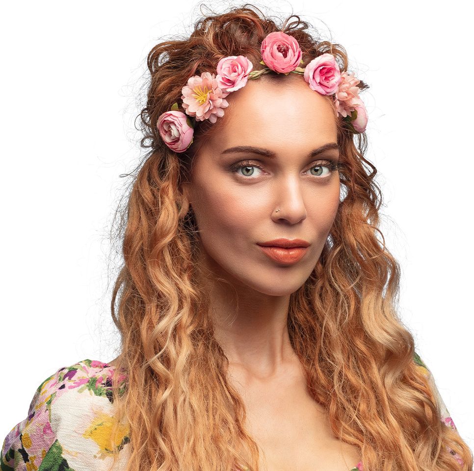 Roze Bloemen Hoofdband 60's