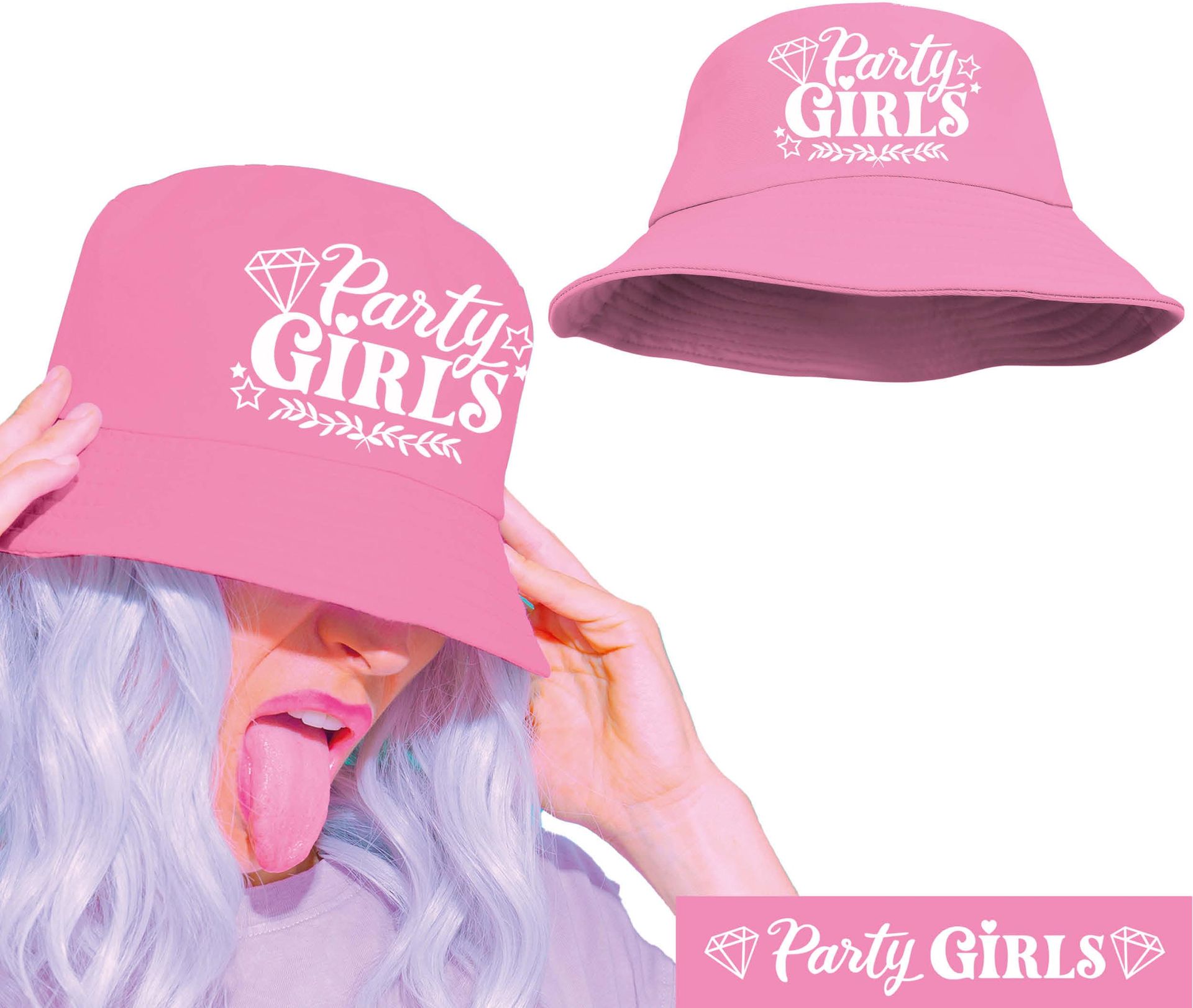Roze Bucket Hat Vrijgezellen Feest Dames