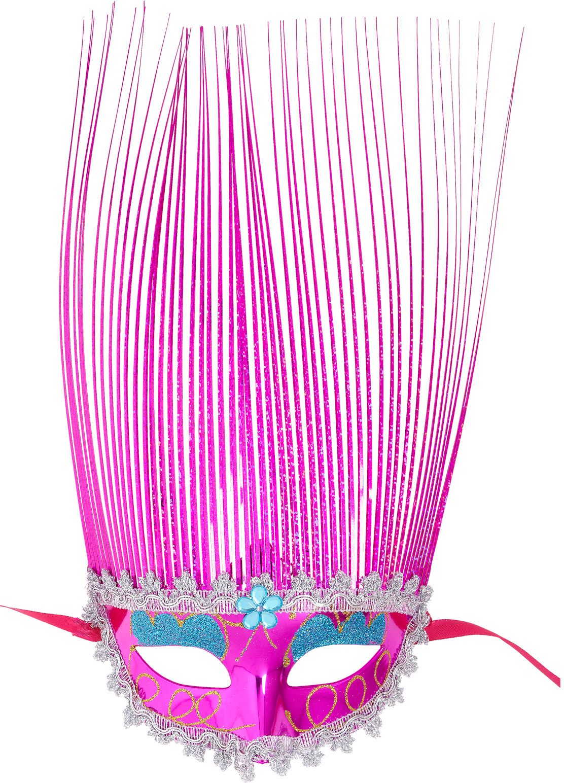 Roze Carnival Oogmasker met Kuif