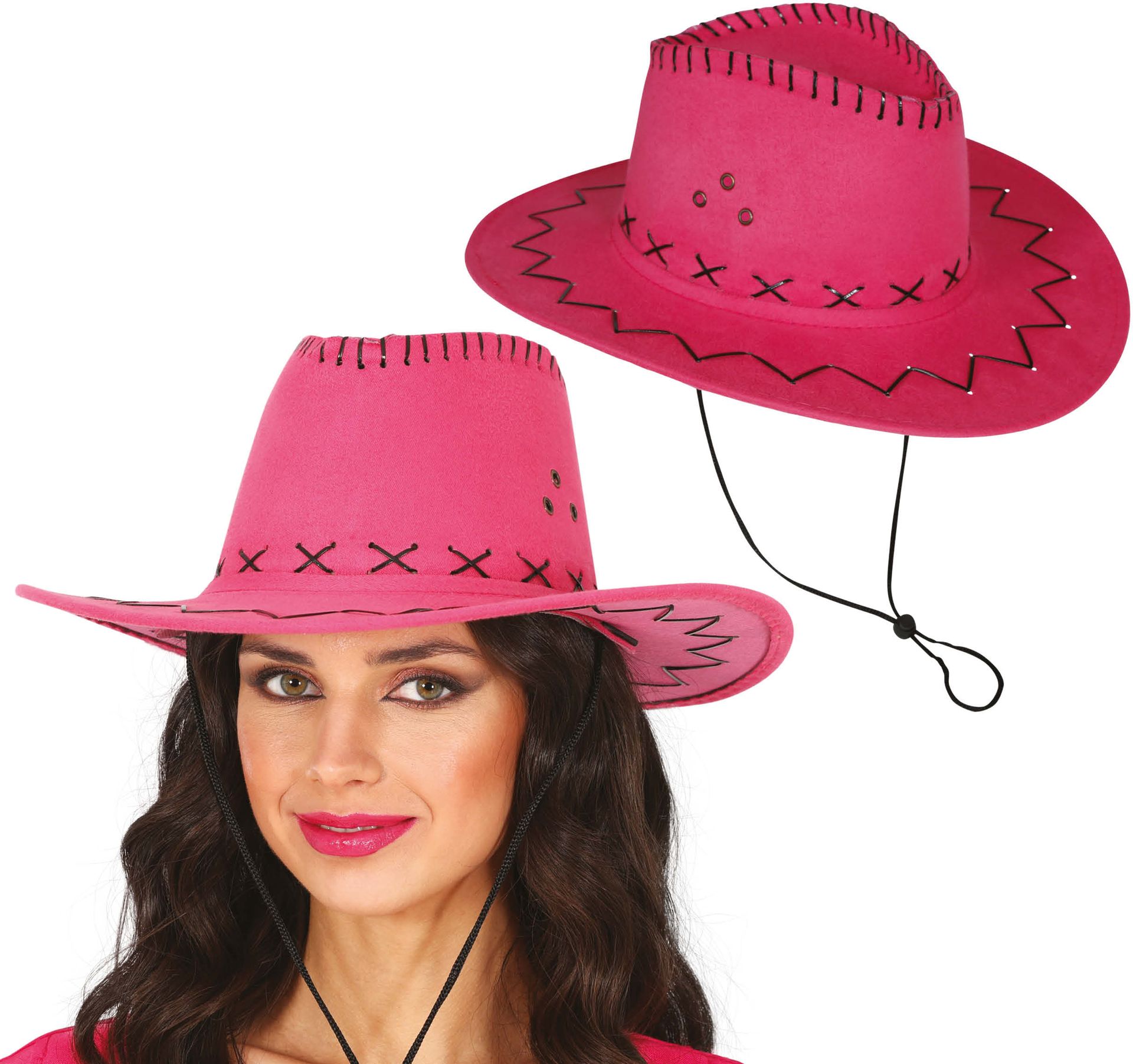Roze Cowboyhoed Suède Look Volwassenen