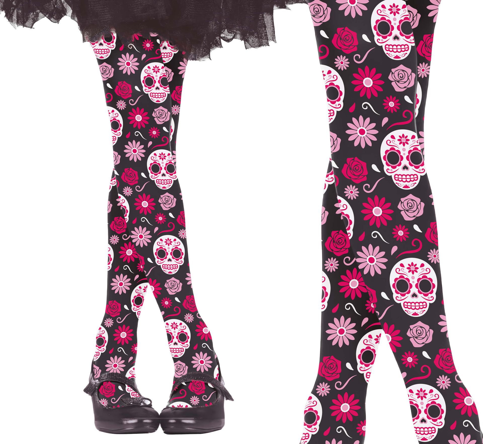 Roze Doodskop Panty Meisjes