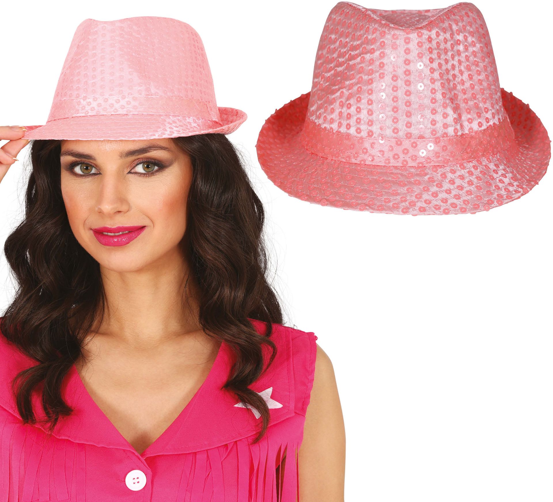 Roze Fedora met Pailletten