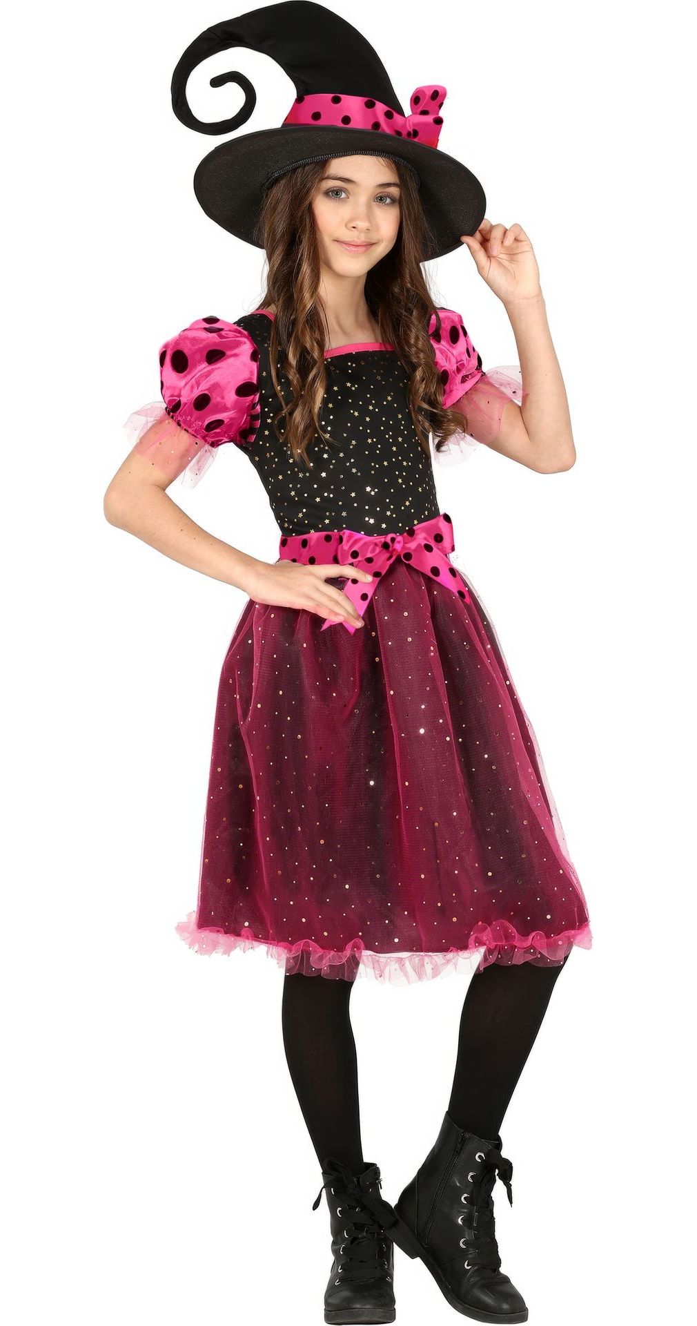 Roze Glitter Heksen Jurkje Meisje