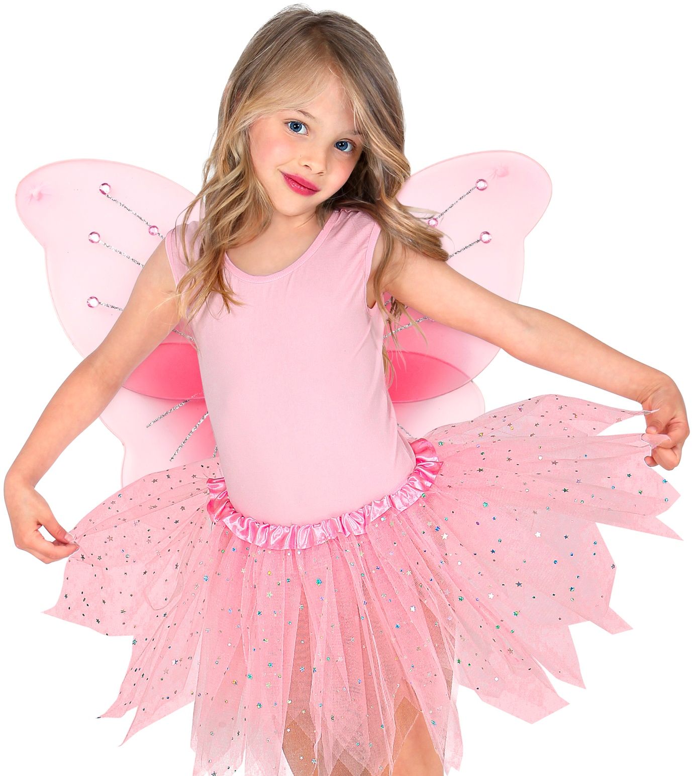 Roze Glitter Vleugels met Steentjes