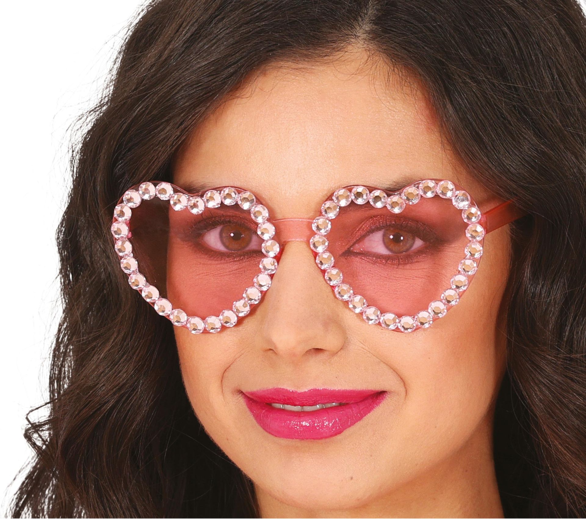 Roze Hartjesbril met Zilveren Diamanten Volwassenen