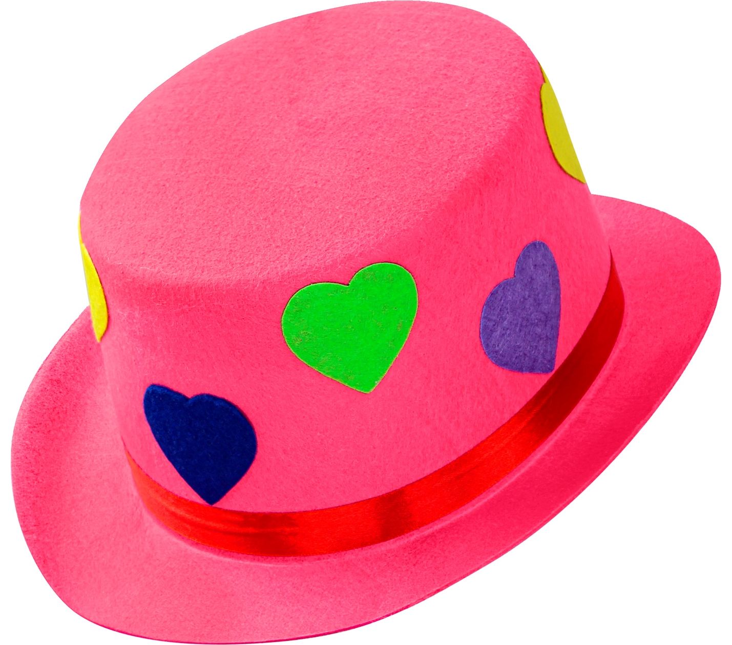 Roze hoge hoed met hartjes