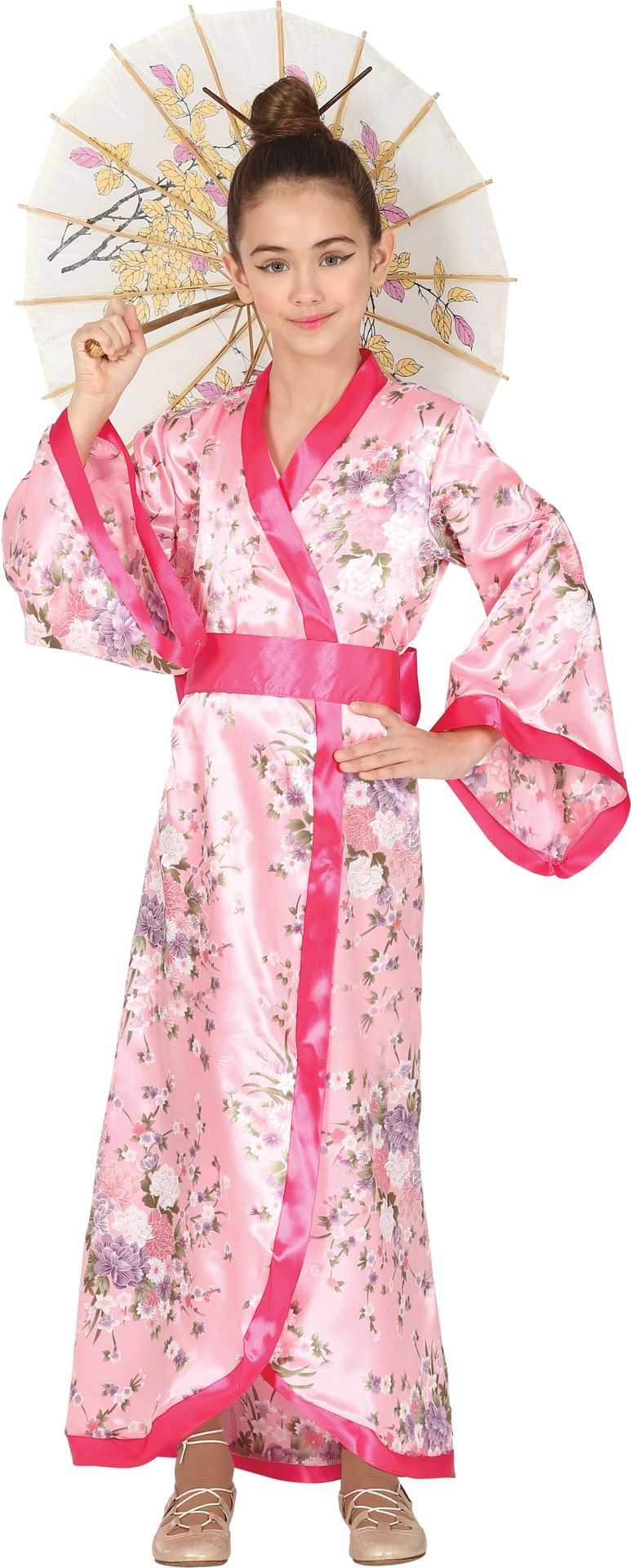 Roze japanse kimono kostuum meisje