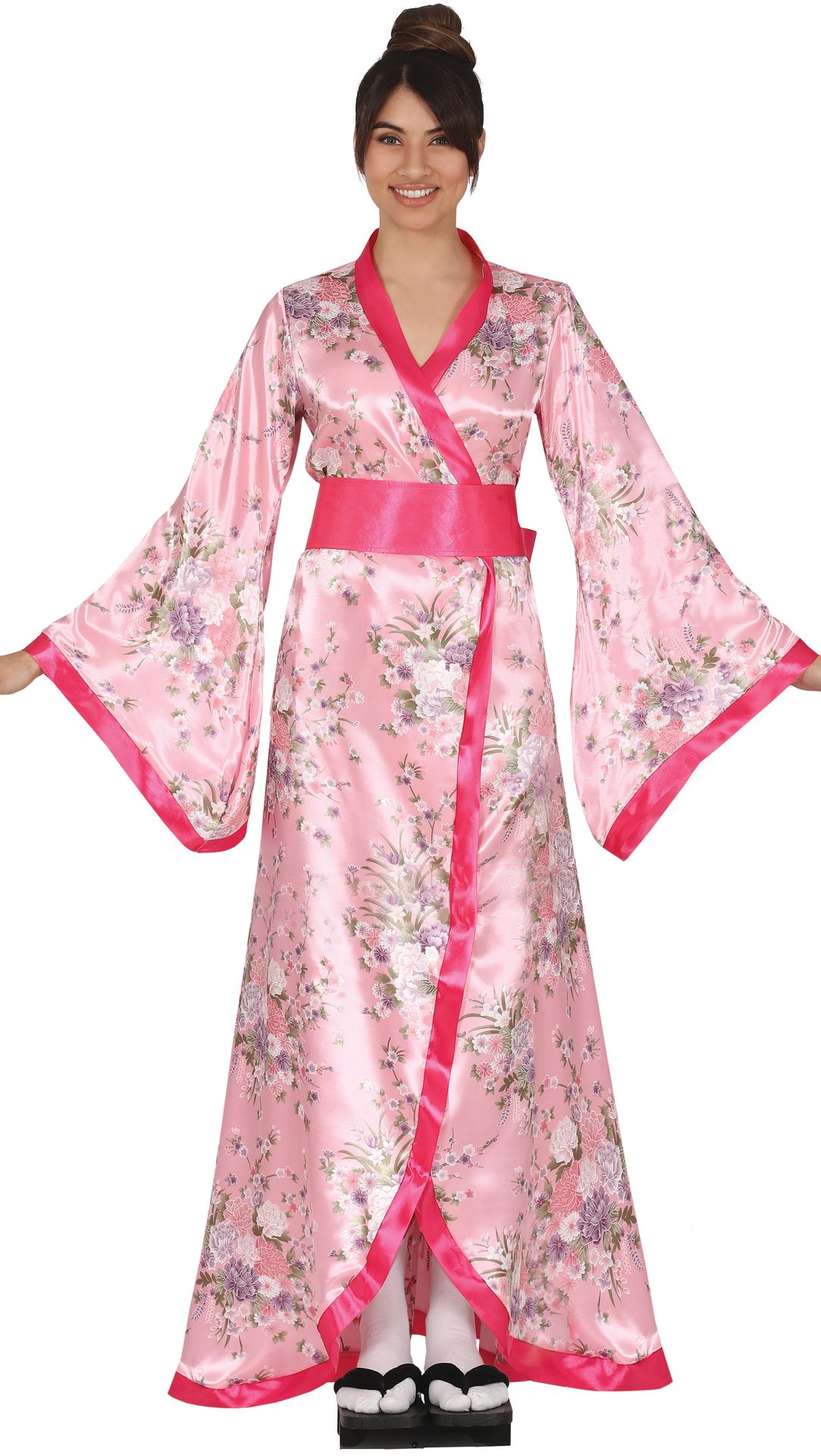 Roze japanse kimono kostuum vrouw