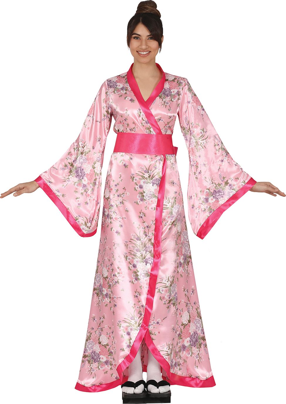 Roze Japanse Kimono Kostuum Vrouw