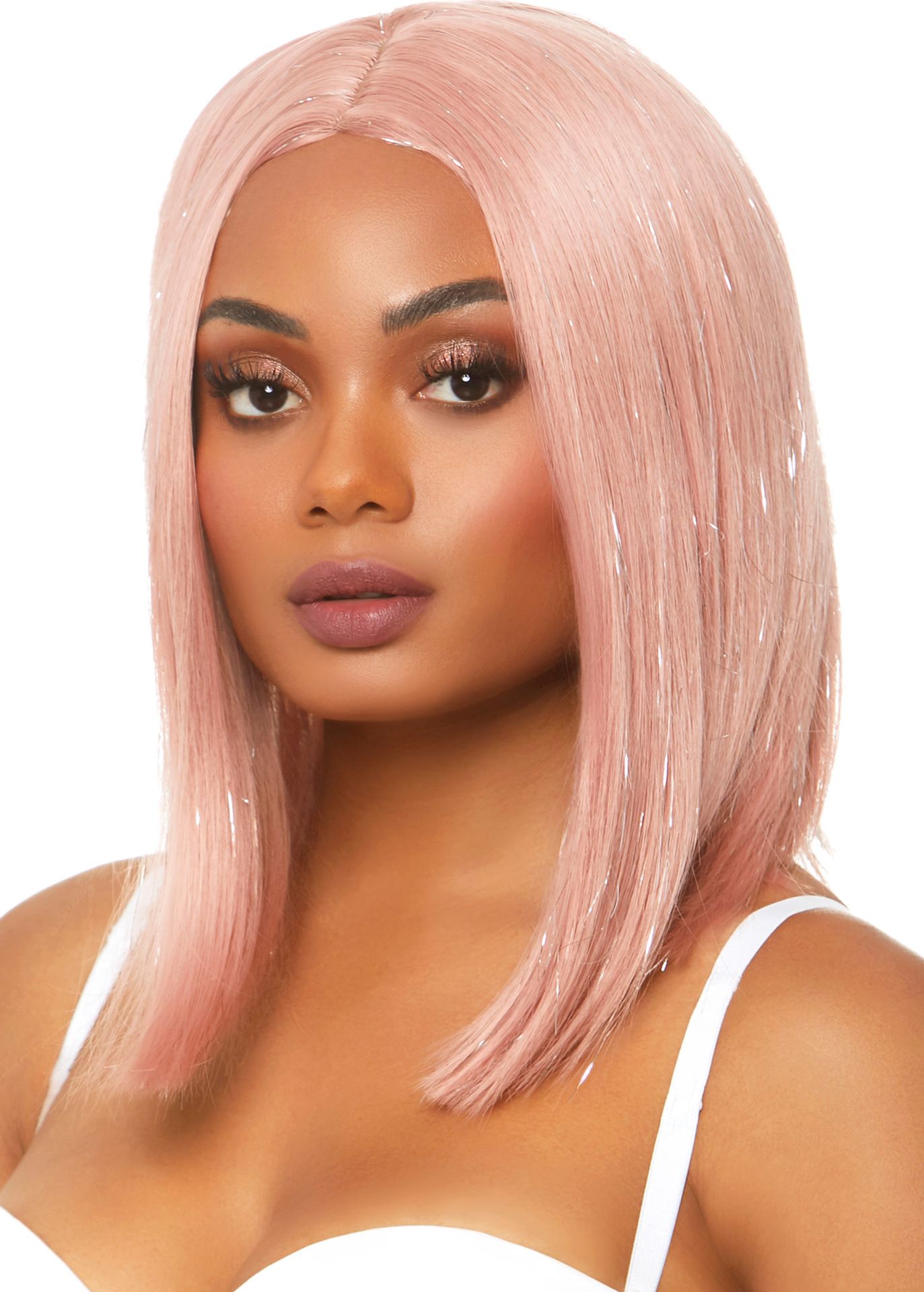 Roze Lange Bob Pruik