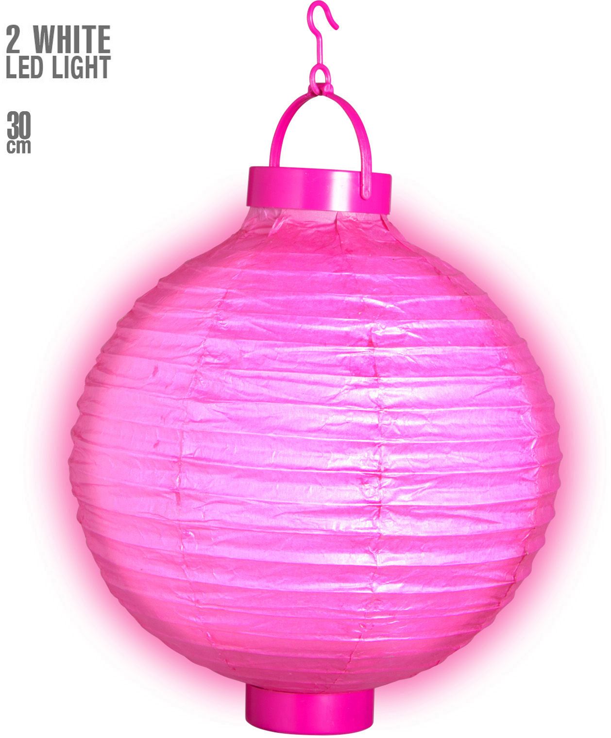 Roze Lantaarn met 2 Witte Led Lichten