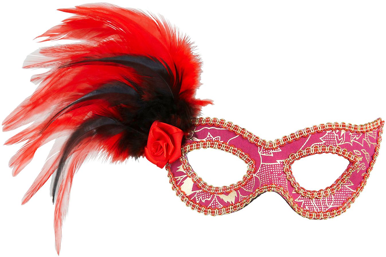Roze Oogmasker met Roos en Veren