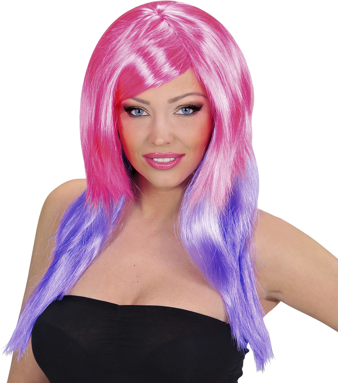 Roze-Paarse Pruik Lang Haar